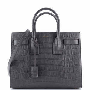 Saint Laurent Medium Sac de Jour Bag Crocodile Embossed Leather